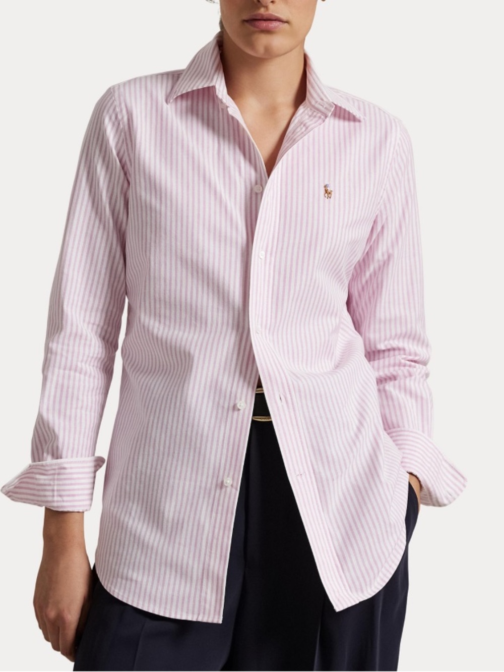 Ralph Lauren Pink & White Striped Slim Button-Down Shirt